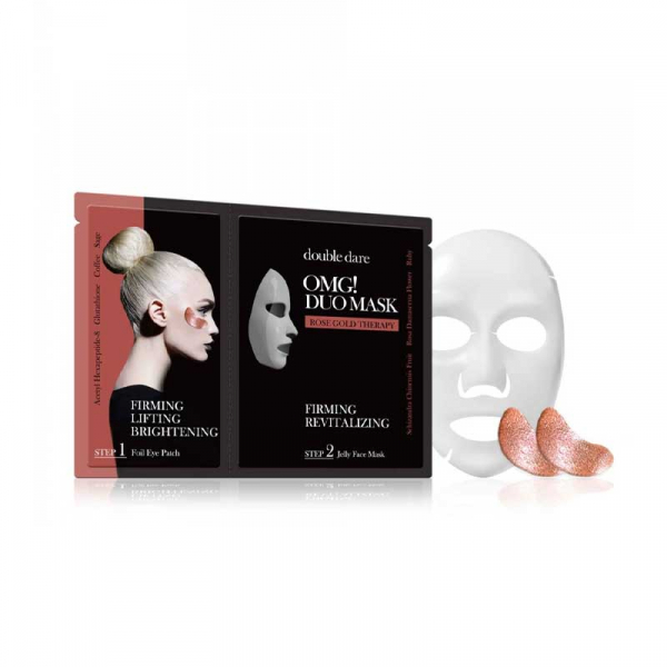 DOUBLE DARE OMG! Rose Gold Therapy Duo Mask Revitalizing Firming Lifting Visage & Yeux