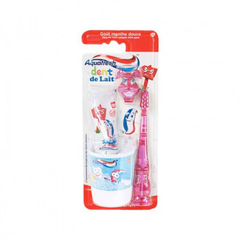 AQUAFRESH Kit de Brossage Dent de Lait 3-5 Ans Lapin Rose