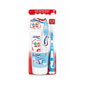 AQUAFRESH Kit de Brossage Dent de Lait 2-5 Ans Requin Bleu