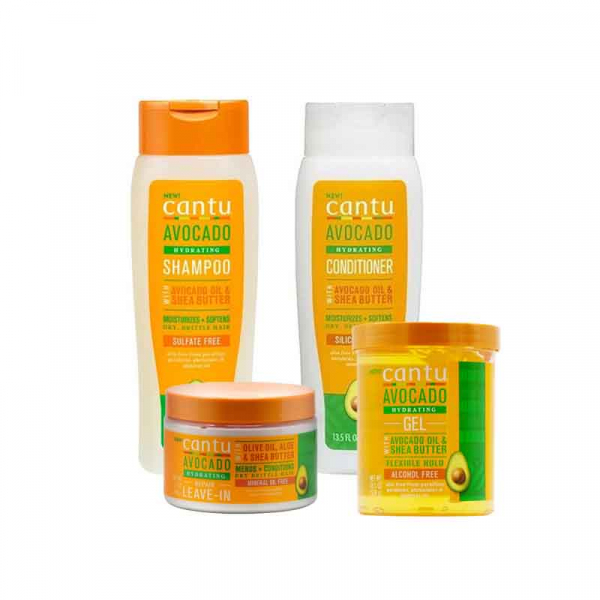 CANTU Avocado & Shea Butter Pack Shampooing + Conditioner + Leave-in + Gel 1