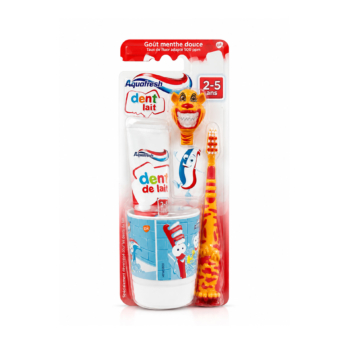 AQUAFRESH Kit de Brossage Dent de Lait 2-5 Ans Tigre Jaune