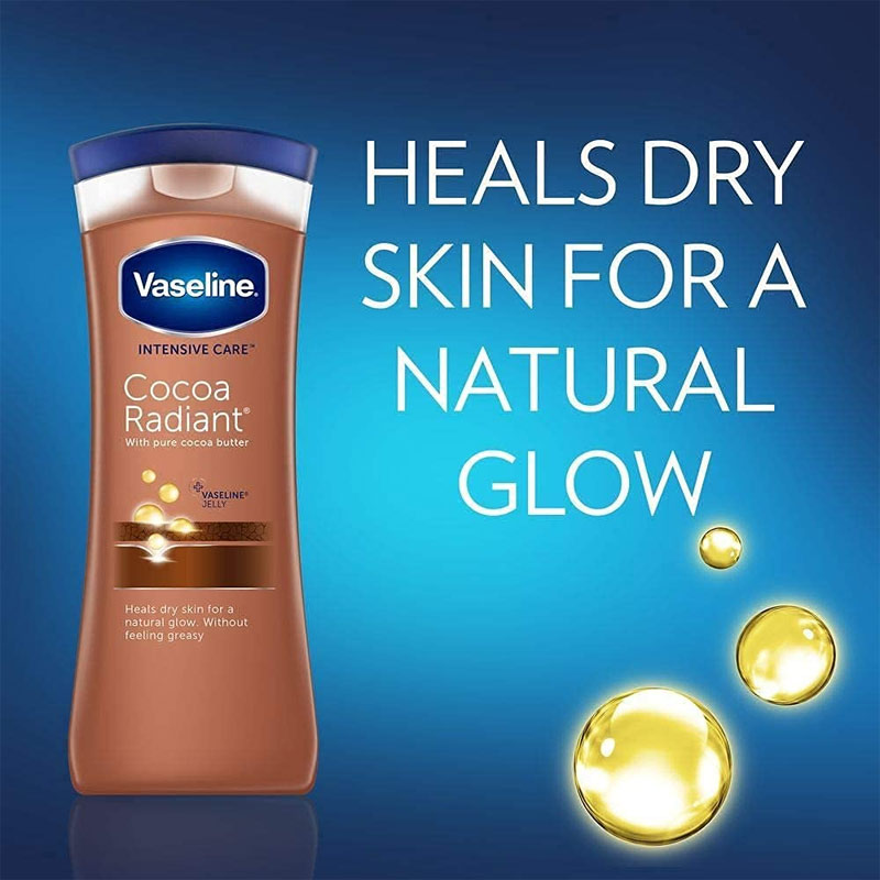 Lotion hydratante pour le corps Vaseline Intensive Care Cacao Radiant, pour  soins intensifs de la peau sèche, 600 ml. : : Beauté