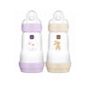 MAM Biberons Easy Start Anti-colique Débit Moyen Dès 2 Mois 2x260ml Lilas + Beige