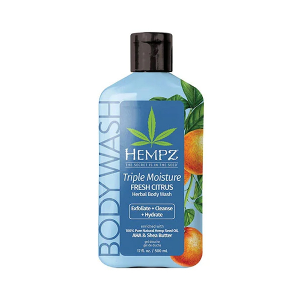 HEMPZ Triple Moisture Fresh Citrus Herbal Body Wash Gel Douche Exfoliant aux AHAs & Agrumes