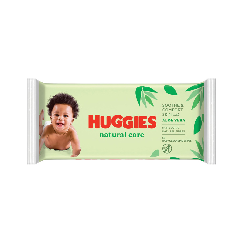 Lingettes pour bébés Huggies Natural Care pour peau sensible, non parfumées
