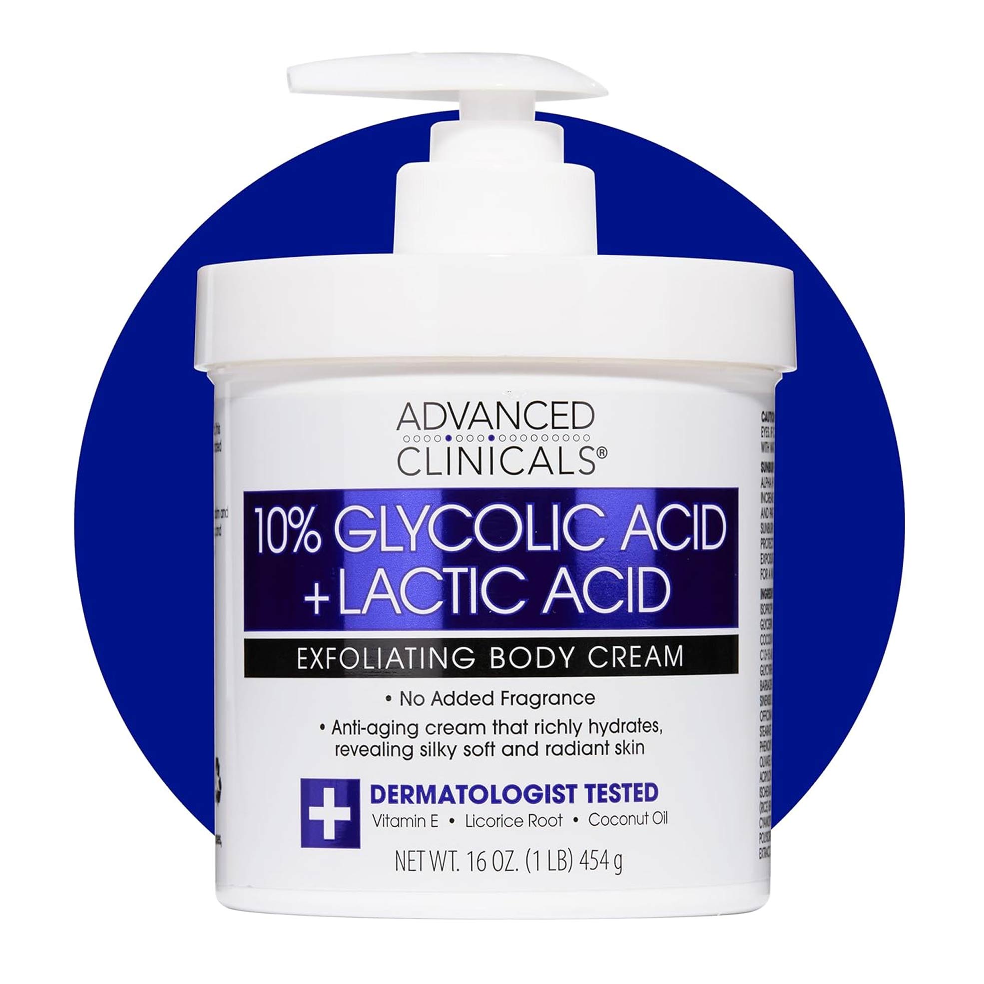ADVANCED CLINICALS Crème Corps Exfoliant Lissant au 10% Acide Glycolique + Lactique