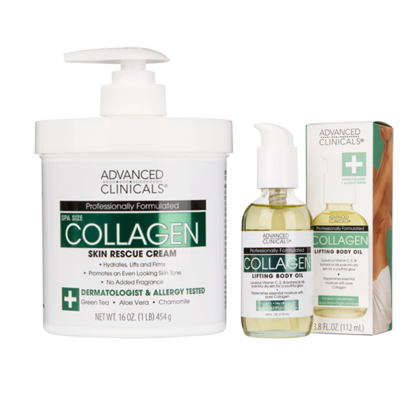 ADVANCED CLINICALS Duo Crème + Huile Corps Liftant au Collagène