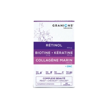 GRANIONS Complexe Beauté Rétinol Biotine Kératine Collagène Marin + Zinc