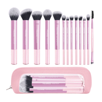 MAANGE Set Rose Cristal de 13 Pinceaux + Trousse