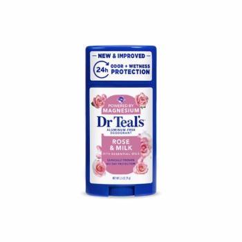 Dr TEAL’S Rose & Milk Déodorant Stick Sans Sels d’Aluminium Protection 24H Anti-odeur & Humidité