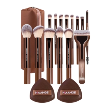 MAANGE Set Café de 14 Pinceaux + 2 Houpettes + Trousse