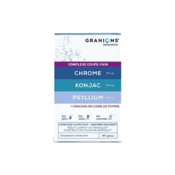 GRANIONS Complexe Coupe-faim Chrome + Konjac + Psyllium + Vinaigre de Cidre